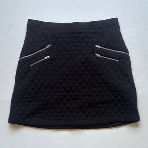 Zara Black Quilted Mini Skirt with Double Zip Pockets